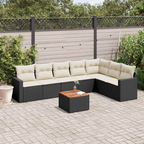  8-dijelni set vrtnih sofa od poliratana s jastucima crni Crna Slike