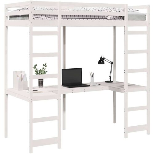  Krevet na kat Bijelo 75 x 190 cm Čvrsto borovo drvo Slike