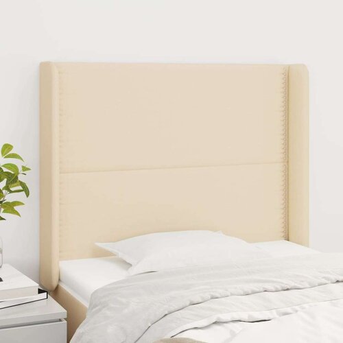  Vzglavje z ušesi krem 93x16x118/128 cm blago, (20952526) Cene
