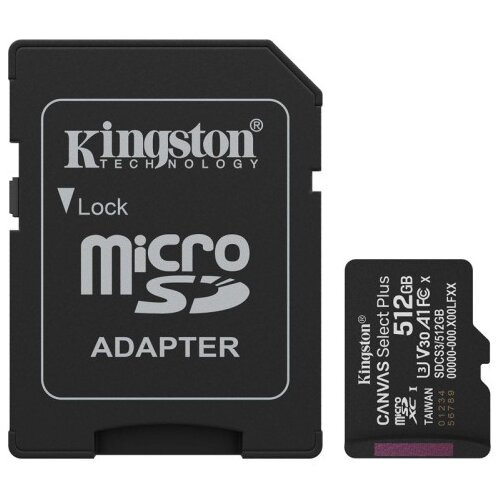 Kingston Memorije kartice SDCS3/512GBSP/microSDXC/512GB/Class10 U1/150MB/s Slike