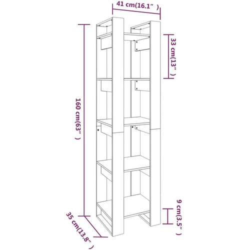 VidaXL knjižna omara/pregrada medeno rjava 41x35x160 cm trdna borovina Slike