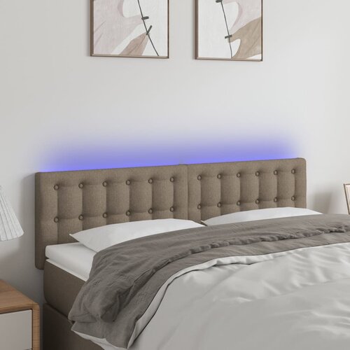  LED uzglavlje smeđesivo 144x5x78/88 cm od tkanine Slike