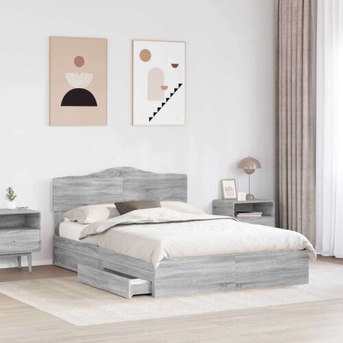 Krevet s od storage Siva Sonoma 140 x 200 cm Konstruirano drvo Slike