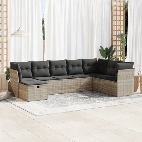 vidaXL 8-dijelni set vrtnih sofa od poliratana s jastucima svjetlosivi Cijene