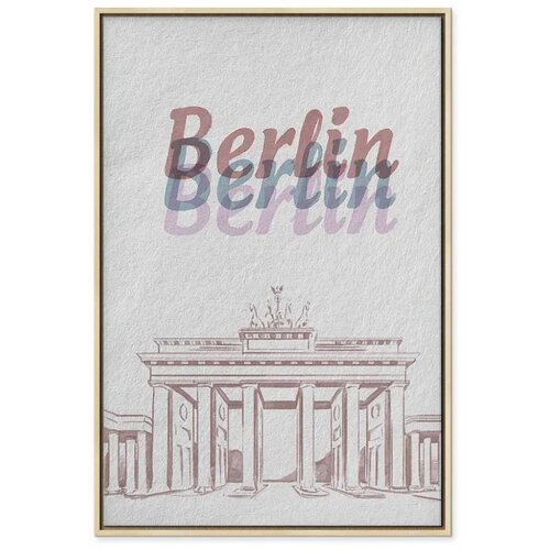  Slika - Berlin in Watercolours (1 Part) Vertical 80x120 U prirodnom drvenom okviru Slike