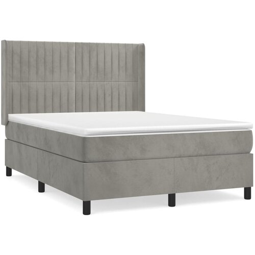 Maison Chic Box spring postelja - Vzmetna postelja z vzmetnico svetlo siv 140x190 cm žamet SL9450, (21905046) Cene