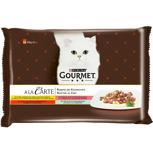 Gourmet Multi pakiranje - A la Carte 4 x 85 g - Piščanec, postrv, govedina, morski losos