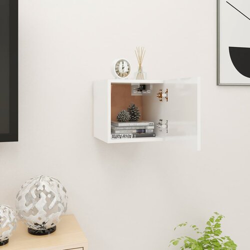 VidaXL Zidni TV ormarić visoki sjaj bijeli 30,5 x 30 x 30 cm Slike