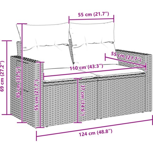 VidaXL 8-dijelni Vrtni Sofa Set s Jastučićima Bež Poly Ratan Akacija Slike
