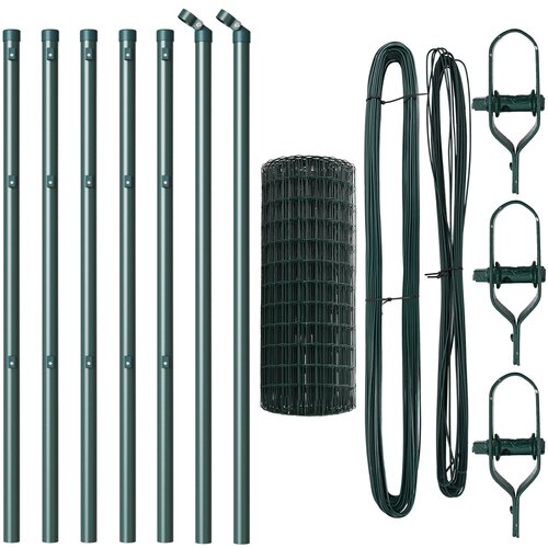 VidaXL Euro ograda sa 7 stupova 0.6x10 m Galvanizirani čelik zeleni Slike