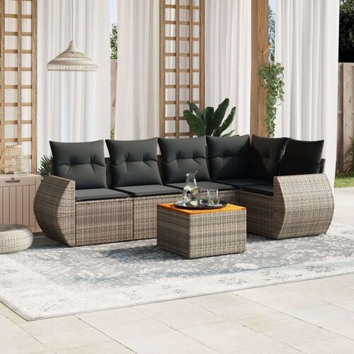 vidaXL 6-dijelni set vrtnih sofa od poliratana s jastucima sivi Cijene