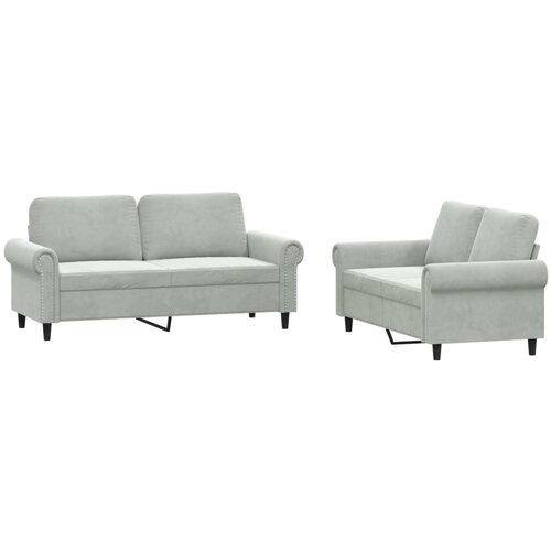 Maison Chic Sedežna garnitura - kavč 2-delna z blazinami svetlo siv žamet, (21729367) Cene