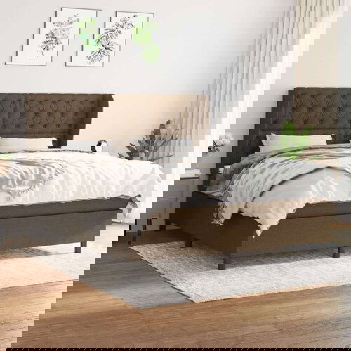  Krevet s oprugama i madracem tamnosmeđi 160x200 cm tkanina Slike