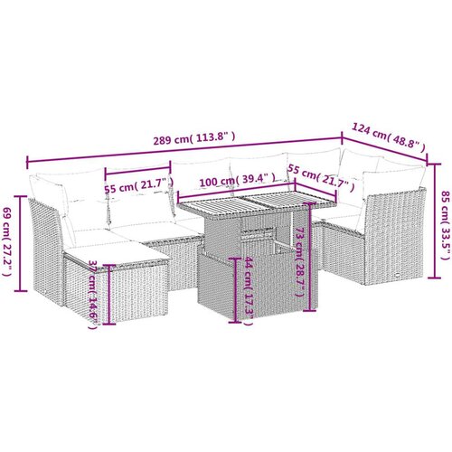 VidaXL 8-dijelni set vrtnih sofa od poliratana s jastucima bež Slike