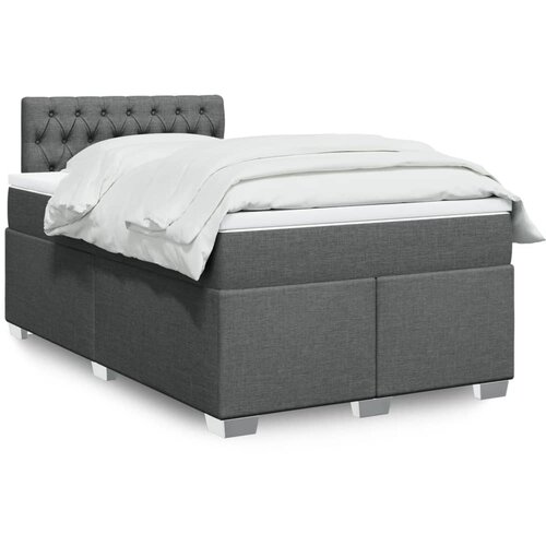 VidaXL Box spring postelja z vzmetnico temno siva 120x200 cm blago Slike