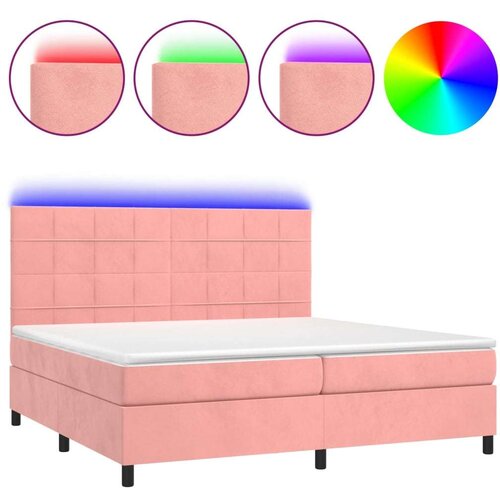  Box spring s madracem LED ružičasti 200x200cm bar&amp;scaron;unasti Slike
