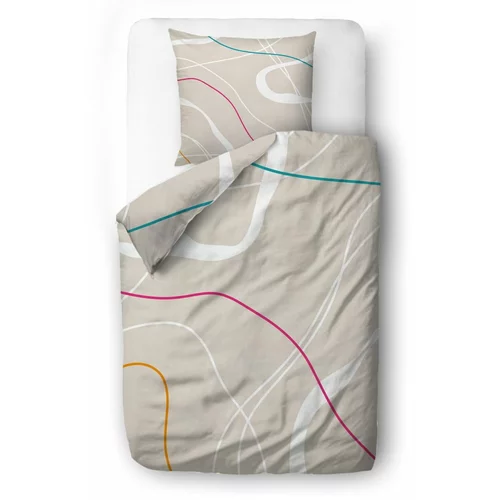 Butter Kings Bež posteljina za krevet za jednu osobu od pamučnog satena 140x200 cm Little Touch of Colours –