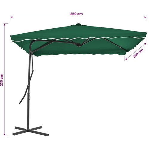  suncobran s čeličnim stupom 250 x 250 cm zeleni Slike