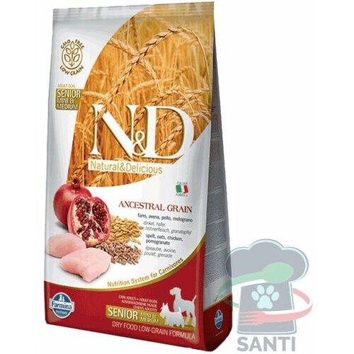 N&d Low Grain Mini/Medium Senior, Piletina & Nar, 2.5 kg Slike