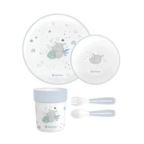 Kikka Boo Set posuđa za bebe, 4 komada, Belo-plavi Slike