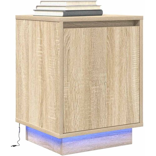 Noćni ormarići s LED svjetlima 2 kom boja hrasta 38x34x50 cm Slike