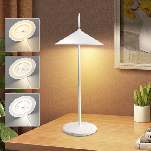 Nettlife Lampe de table &amp;agrave; piles, lampe de chevet sans fil LED 1800mhA rechargeable tactile dimmable lampe de table d&amp;#039;ext&amp;eacute;rieur moderne blanche IP44, (22143993) Slike