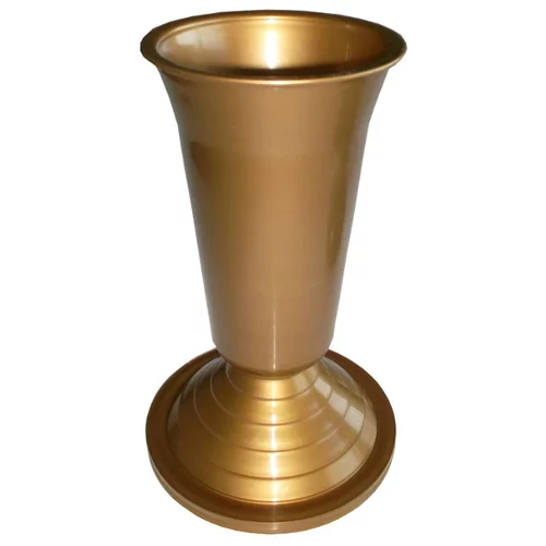 Plana nadgrobna vaza sa podloškom (Zlatne boje, Plastika)