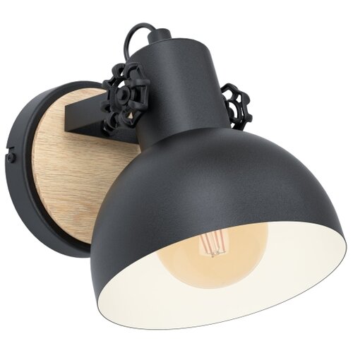 Eglo Lubenham zidna lampa E27, crna/drvo/krem, 43164 Slike