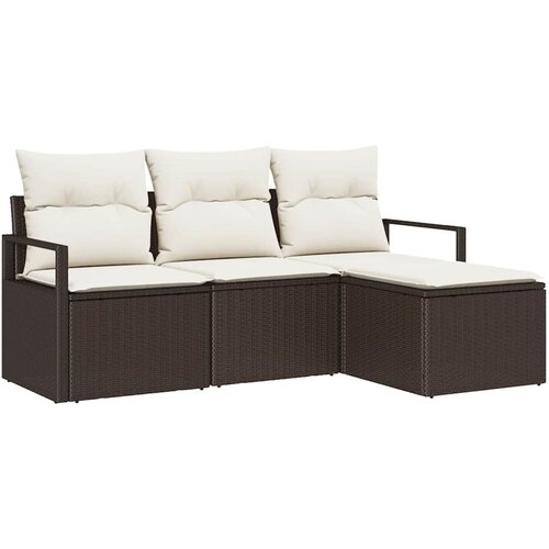 vidaXL Kavčna garnitura 4 pcs Rjava poli ratan, (5000155405) Cene