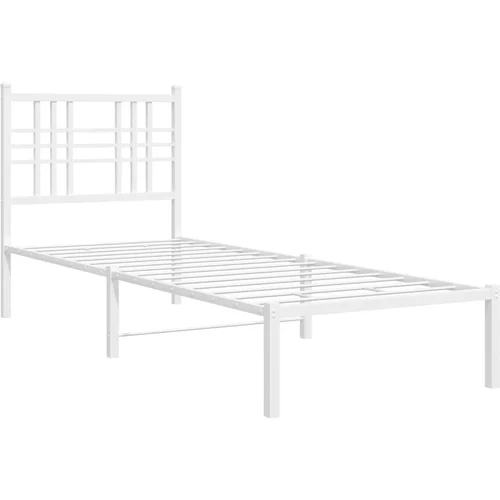 vidaXL Kovinski posteljni okvir z vzglavjem bel 80x200 cm, (21111823)