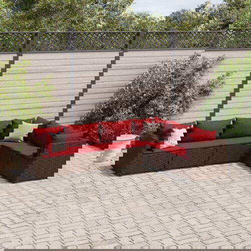 vidaXL 6-dijelna vrtna garnitura s jastucima smeđa od poliratana Cene