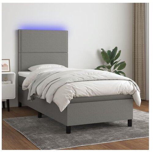  Box spring s madracem LED tamnosivi 100x200 cm tkanina Cijene