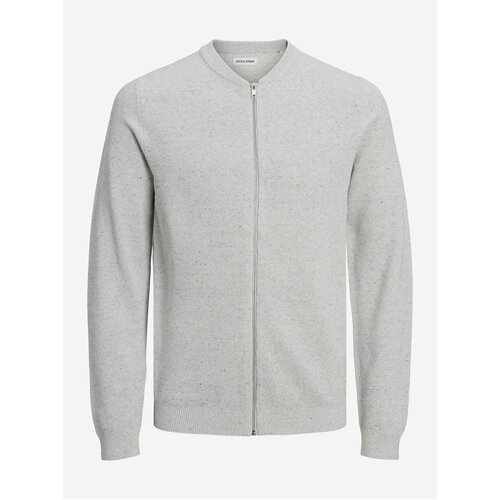 Jack & Jones Light Grey Men's Zippered Sweater Hill - Men Cene