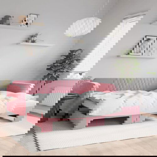 vidaXL Izvlečna dnevna postelja roza 90x200 cm žamet Cene
