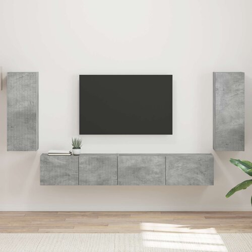  Set TV komoda 4 pcs Betonski sivi Konstruirano drvo Cene