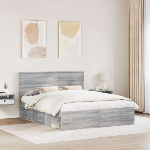  Okvir za krevet s uzglavljem Siva Sonoma 160 x 200 cm Slike