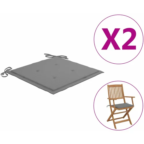 vidaXL jastuci za vrtne stolice 2 kom sivi 40 x 40 x 3 cm od tkanine
