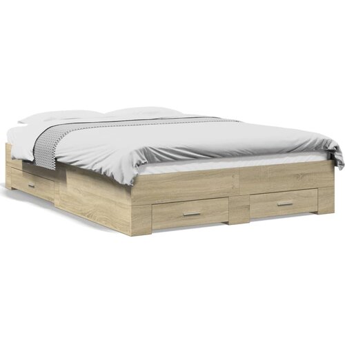  Okvir za krevet s ladicama boja hrasta 140x190 cm drveni Slike