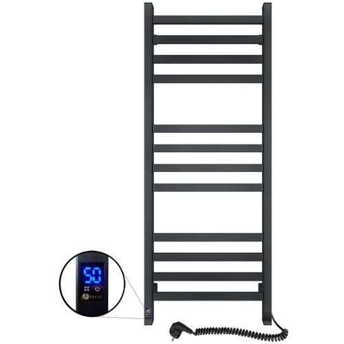  Kupatilski pe&amp;scaron;kirni ljestvičasti radijator sa termostatom AVANGARD 227W 120x48cm, crni, desni Slike