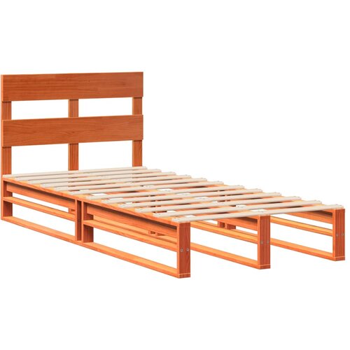 VidaXL Posteljni okvir z vzglavjem vo&amp;scaron;čeno rjava 100x200 cm borovina, (21273423) Slike