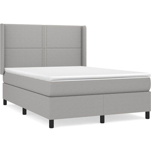  Krevet s oprugama i madracem svjetlosivi 140x190 cm od tkanine Slike