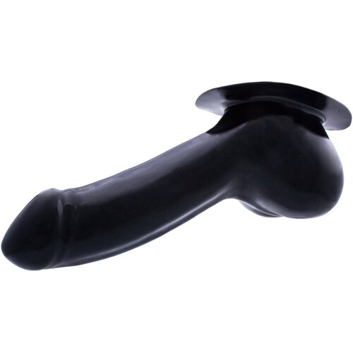 Toylie latex penis sleeve adam with base plate 13cm black Cene