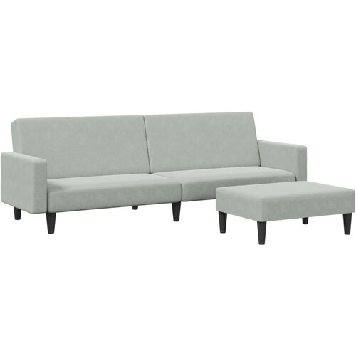 Maison Chic kavč - Sofa - Kanape dvosed z leži&amp;scaron;čem in stolčkom za noge svetlo siv žamet, (21727890) Slike