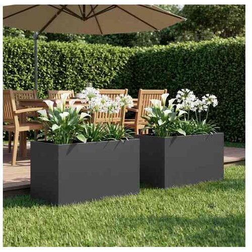 vidaXL Vrtna saksija 2 kom. Crna 50 x 40 x 40 cm Čelična vrata - Crna 50 x 40 x 40 cm 2 Cijene