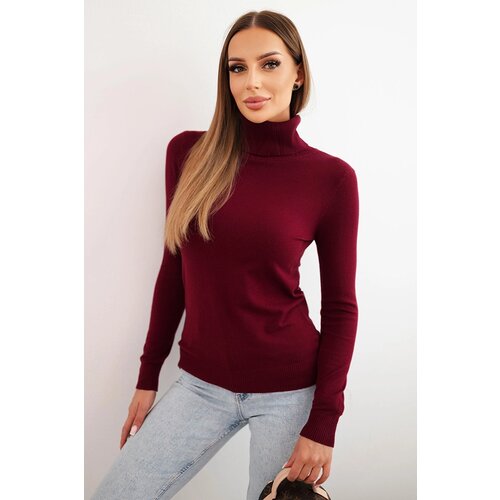 Kesi Włoski Women's viscose sweater with a turtleneck and long sleeves burgundy Cene
