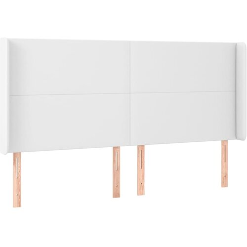  Uzglavlje s u&amp;scaron;ima bijelo 203x16x118/128 cm od umjetne kože Slike