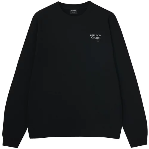 Pull&Bear Sweater majica crna / bijela