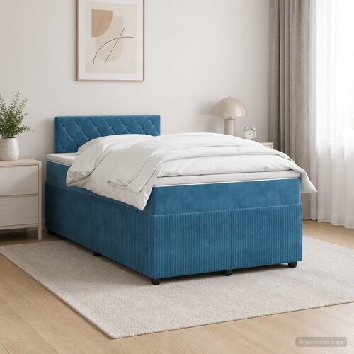  Boxspring krevet s madracem Plava 120 x 200 cm Baršun Cene