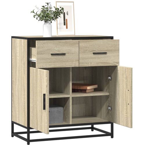vidaXL Komoda sonoma hrast 68x35x76 cm inženirski les in kovina Cene
