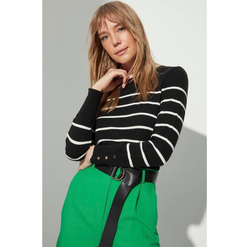 Trendyol Black Striped Knitwear Sweater Slike
